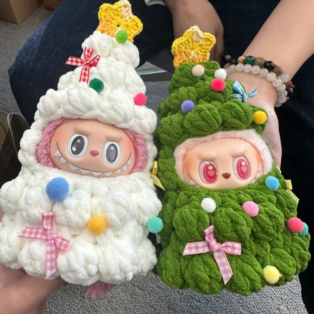 

For 15/17cm Labubu Doll DIY Handmade Holiday Crochet Set Christmas Tree Pattern Ropa Doll Accessory Christmas Gift