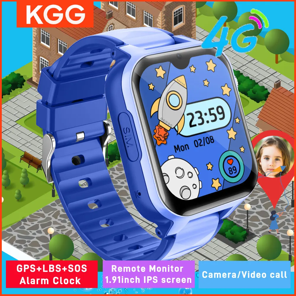 

Детские умные часы 4G, 1,91 дюйма, IPS-экран, AGPS, WIFI, GPS, удаленный монитор, HD-видеозвонок, детские часы, подарки на день рождения