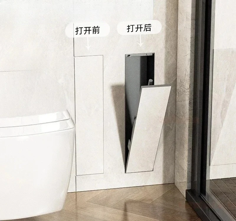 Hidden stainless steel niche toilet recessed toilet brush bathroom in-wall customizable rack