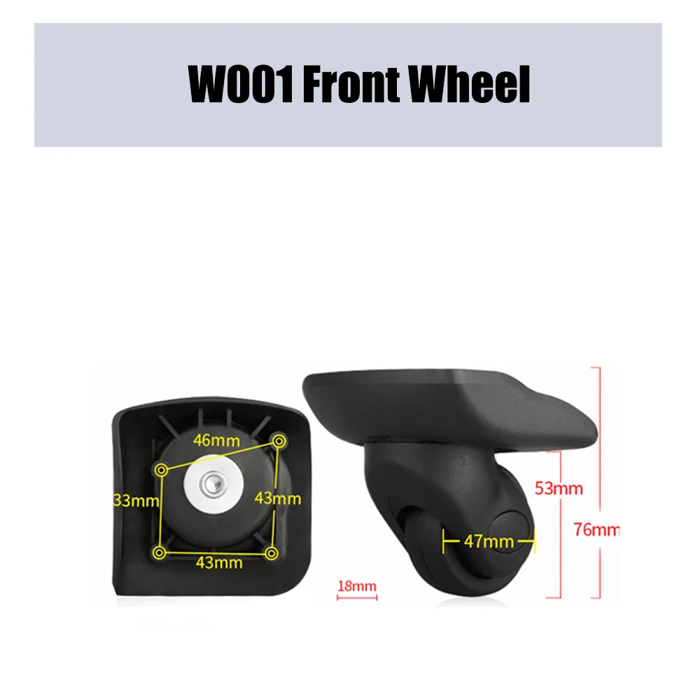 For OIWAS W001 Trolley Case Wheel Pulley Sliding Casters Universal Luggage Wheel Silent Smooth Wear-resistant Black