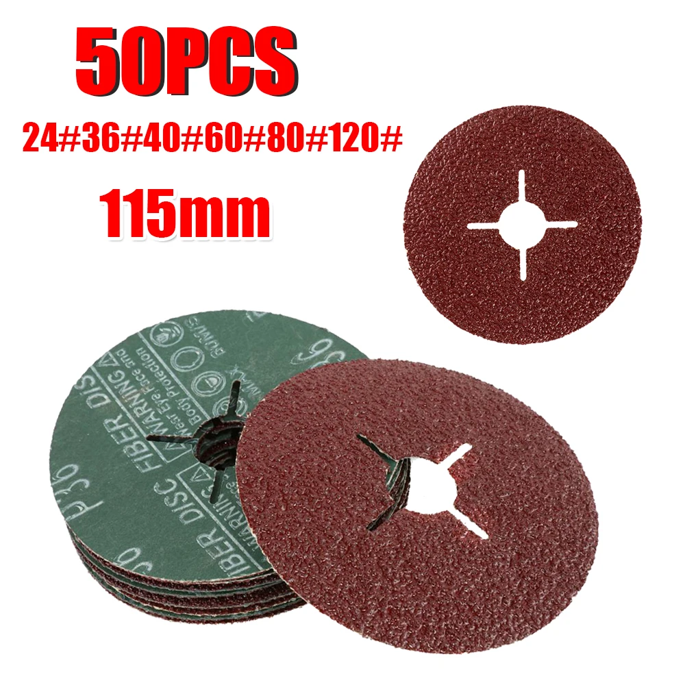 

50PCS 115mm Cross Hole Sanding Sheet Grinder Machine Grinding Polishing Sandpaper 24/36/40/60/80/120 Grit Sanding Disc Pad