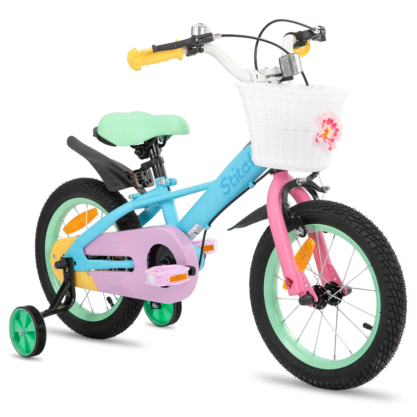 STITCH Macaron 12/14/16/18 Zoll Kinderfahrrad für 2-9 Jahre Mädchen & Jungen, Mädchenfahrrad mit
