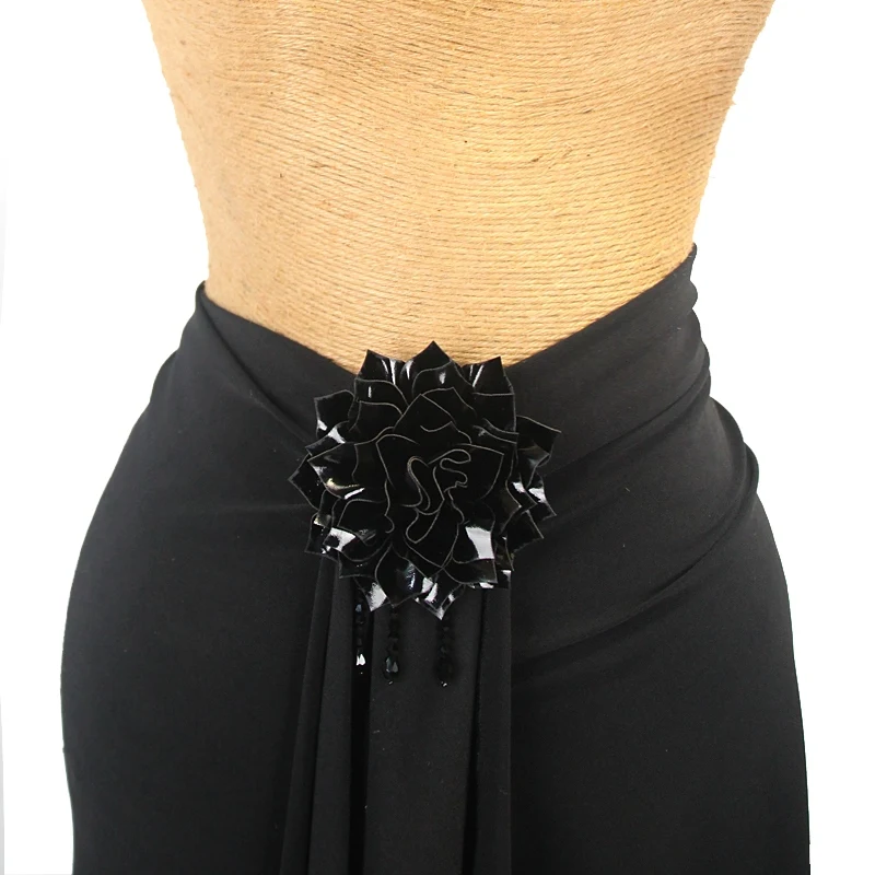 Falda de baile latino Irregular negra para mujer, ropa de práctica para adultos, Ropa de baile de Rumba y Salsa, ropa de práctica Latina DNV20230