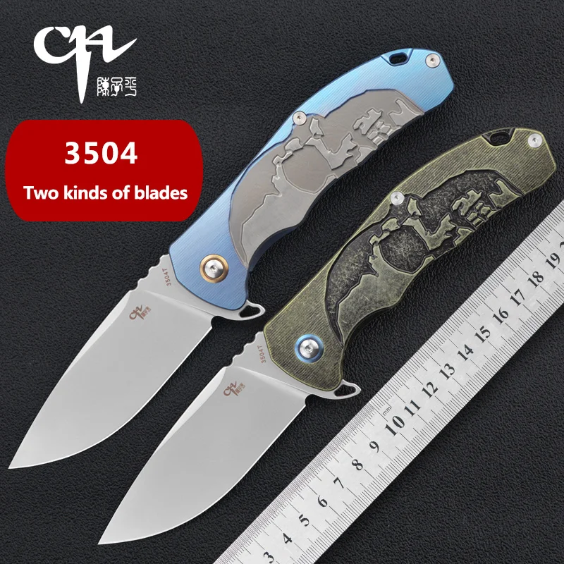 CH CH3504 M390 Blade Titanium Alloy Handle High Hardness Outdoor Jungle Tactical Military Survival Camping Folding Knife EDC