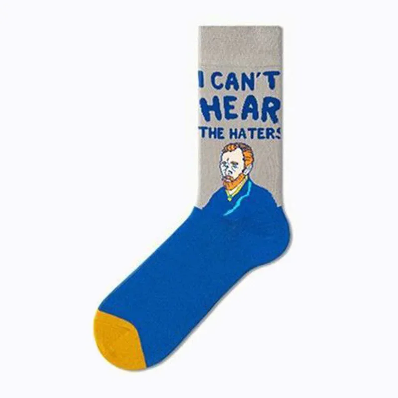 Van Gogh serie socken berühmte malerei Europäischen und Amerikanischen stil cartoon männer und frauen in rohr cartoon baumwolle socken