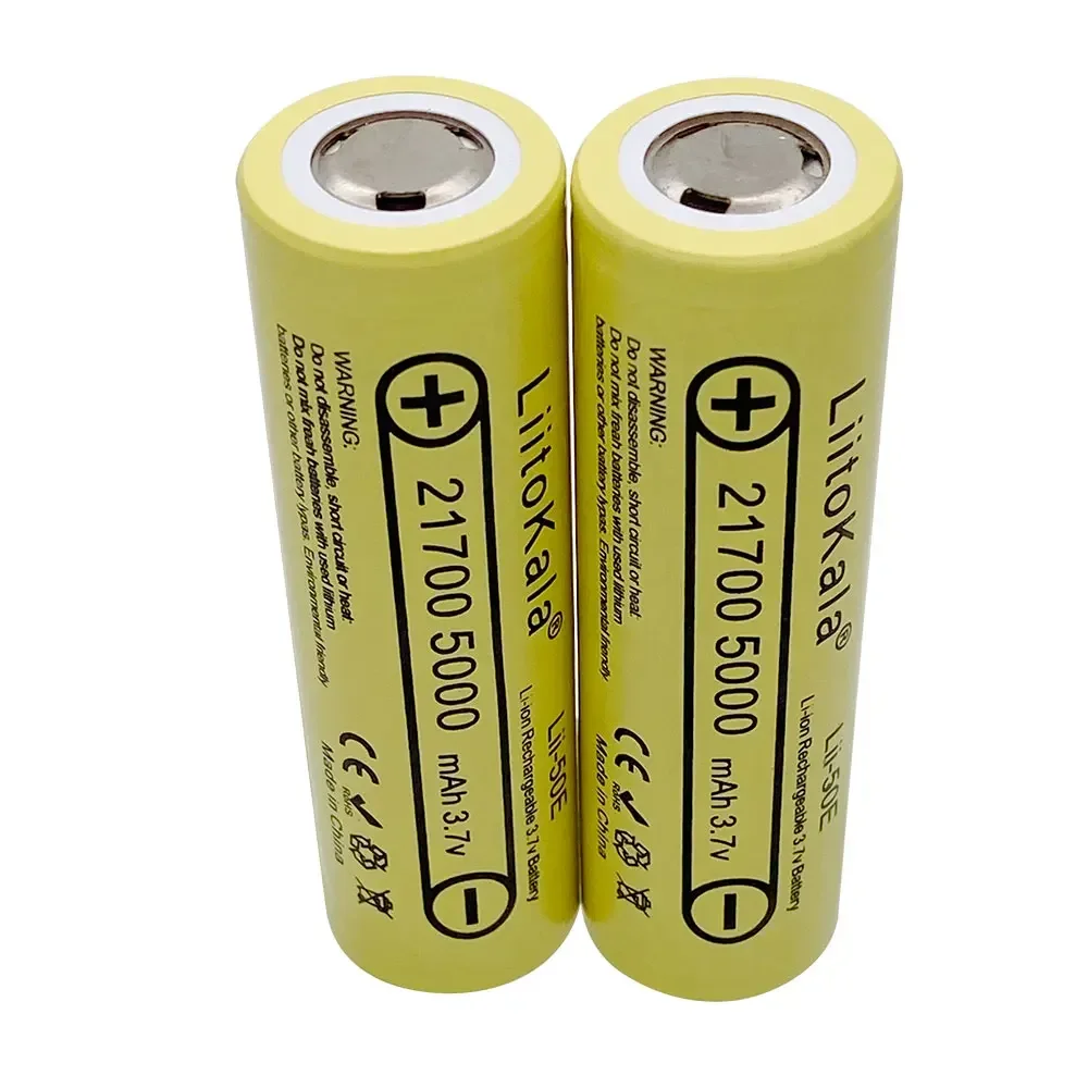 LiitoKala Lii-50E 3.7V 21700 5000mah Rechargeable Battery 5C Discharge High Power Batteries for Electronic Products, Flashlights