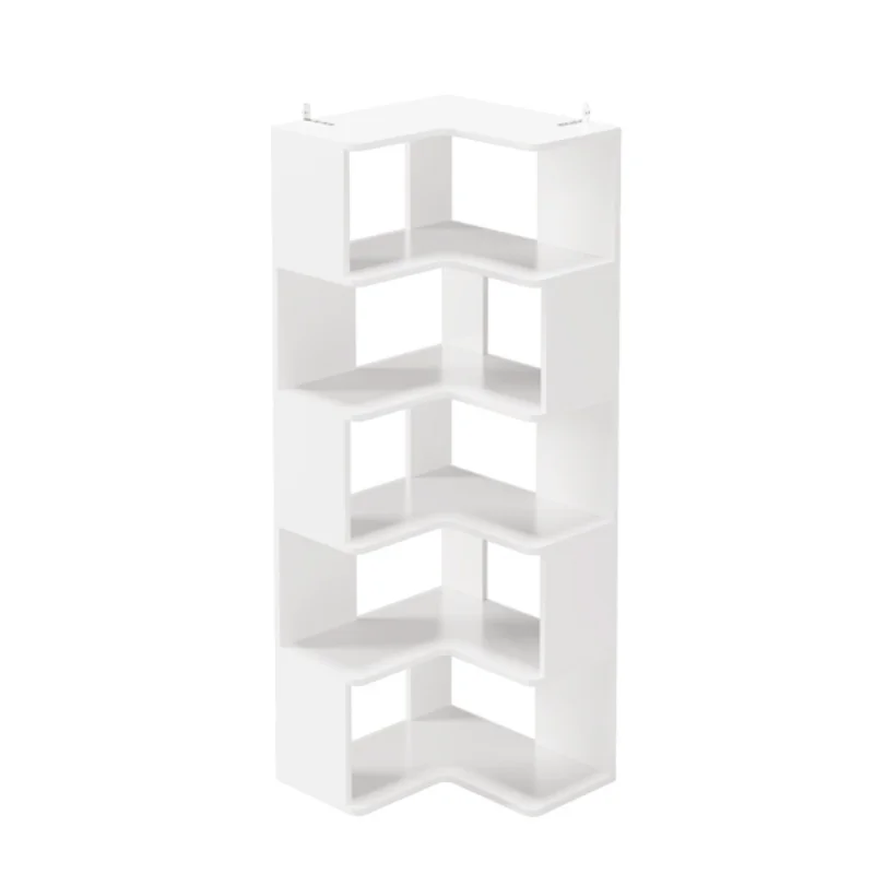 

5-layer L-shaped corner display rack particle board 60*60*165cm white