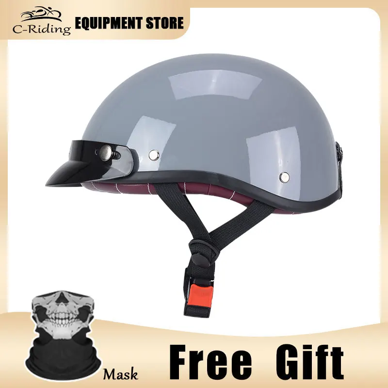 Moto Unisex Motorcycle Helmets Scooter Biker Motorbike Racing Riding Helmet  Open Face Retro Vintage Casco