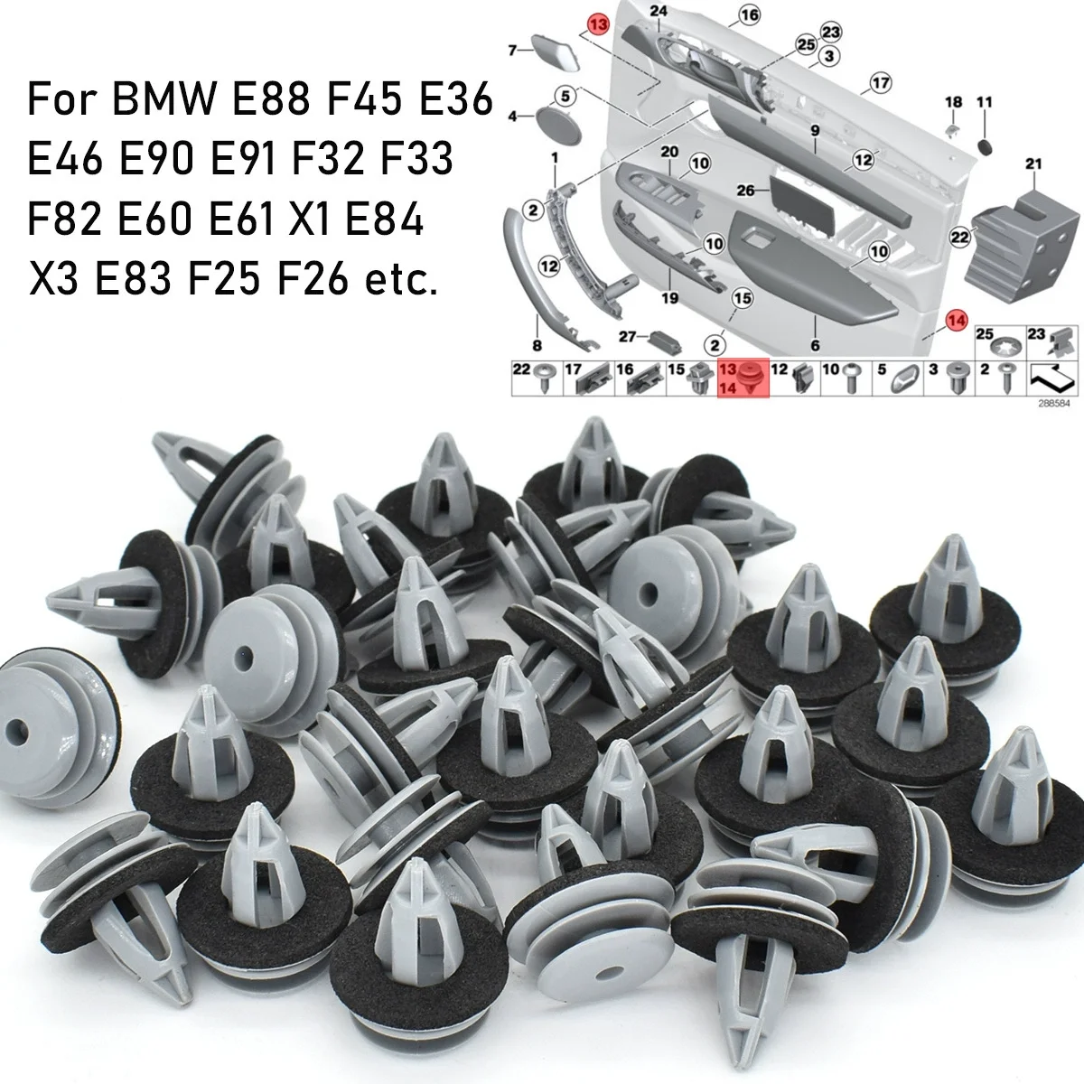 Car Door Panel Trim Retainer Clips 51418224781 For BMW E36 E46 E90 E60 X1 10-50Pcs Interior Fastener Replacement Parts