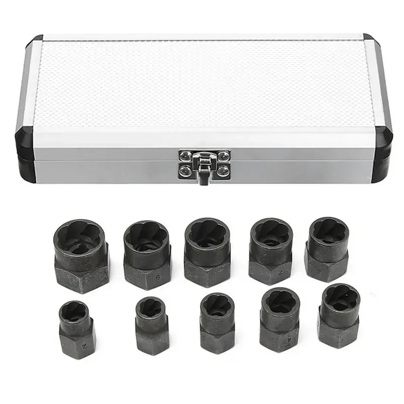 10 Piece Screw Remover Tool Kit with Hard Storage Case for Removing Damaged, Rusty Screws (Height Set)