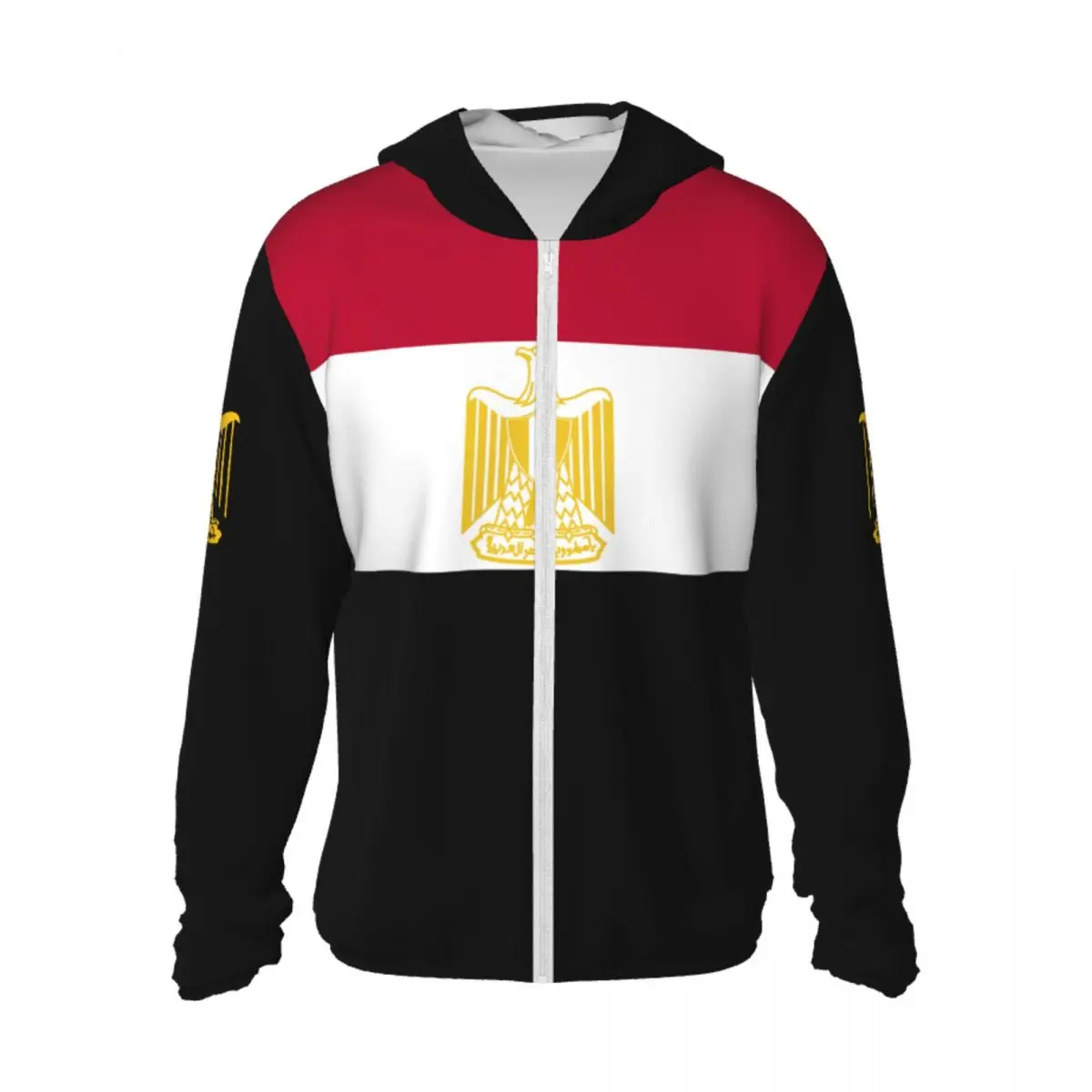 

Egypt Flag Polyester Hoodie Sunscreen Sun Protection Fishing Running Clothes Quick Dry Performance Long Sleeve With Zipper