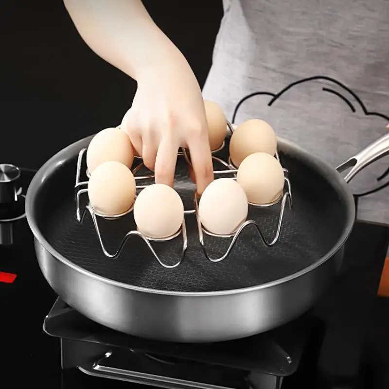 Egg Steamer Rack Circular Waves Stackable Stainless Steel Multifunctional Steaming Holder for Small Kitchen Space Saving