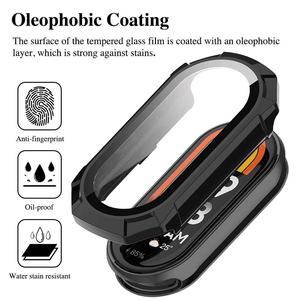 For Xiaomi Mi Band 8 Shell Film Integrated Protective Case Screen Protector Tempered Glass Cover Miband 8 Accessory For Bumper