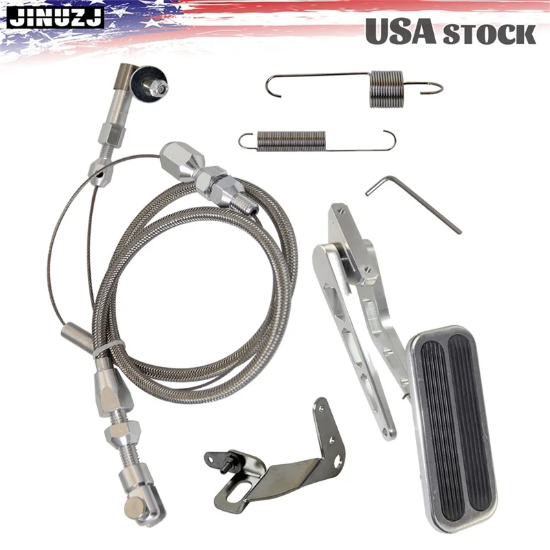 

Универсальная педаль газа + 24-дюймовый кронштейн для троса дроссельной заслонки из нержавеющей стали, пружинный комплект Hot Rod