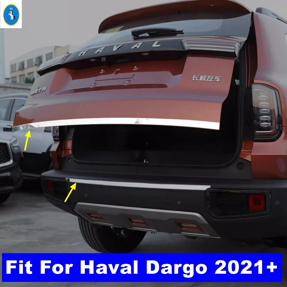 

Stainless Steel Car Rear Trunk Tail Gate Door Strip / Bumper Strip Cover Trim Fit For Haval Dargo 2021 2022 Accessories Exterior