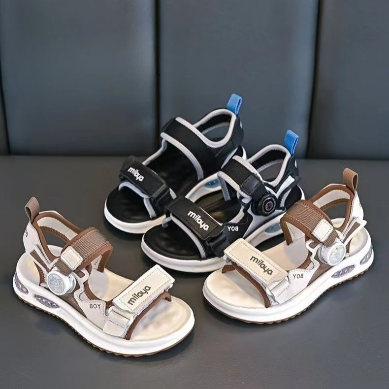 Children Outdoor Sport Sandals with Rotating Button 2026 New Fashion Comfortable Non Slip Soft Sole Casual Shoes for Boys
