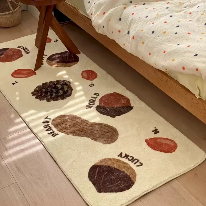 VIKAMA Cute Pine Nut Peanut Clothes Pattern Bedside Blanket Absorbent Non Slip Door Mat Cartoon Indoor Home Decoration