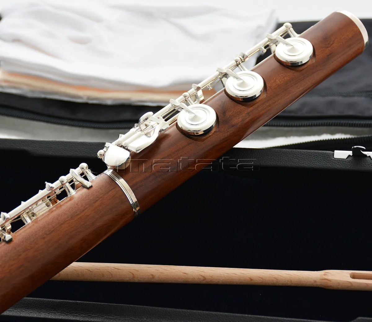 high quality Grenadilla Rose Wooden Flute Silver plated 17 Open hole B foot French style
