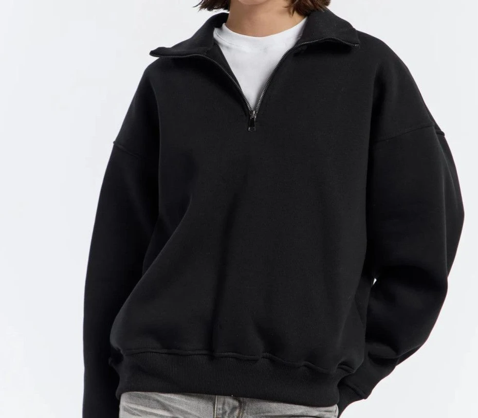 

Thickly Padded Warm Loose-fitting with A Collar and A Half-zipper Versatile Hoodie