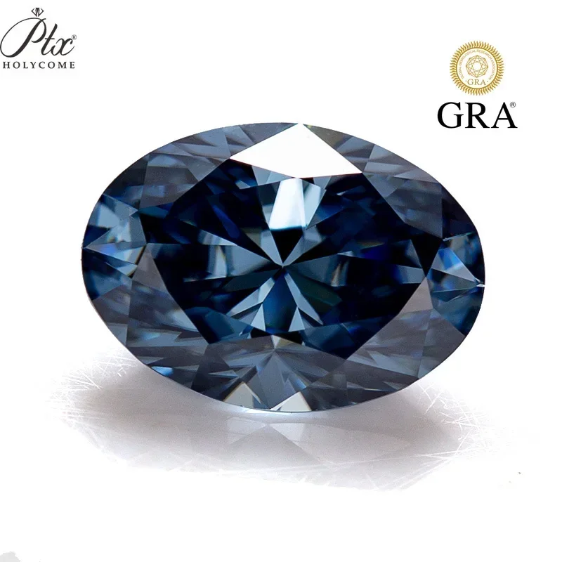 

PTX 100% Oval Shape Loose Moissanite Stone Vivid Blue Color Brilliant Gemstone Diamond VVS for Engagement Jewelry Making Charms