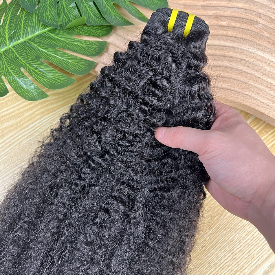 4C Afro Kinky Coily Echthaar-Bündel, lockig, natürliche schwarze Farbe, unverarbeitete reine Webart, doppelter Schuss, 100 % Echthaarverlängerungen – Detail 9