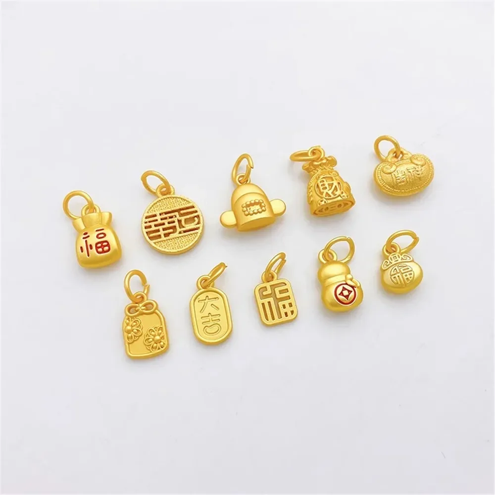 Colgante de sombrero de lingote de dinero de cobre y oro antiguo, Material pequeño hecho a mano para collar y pulsera Diy