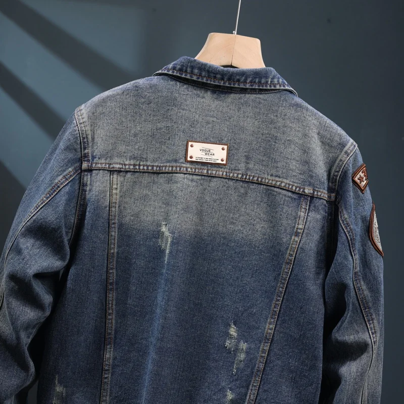 High-End Denim Coat for Men Autumn and Winter Fashion Brand Fashionable Embroidered Washed All-Matching Outer Wear Casual Jacket