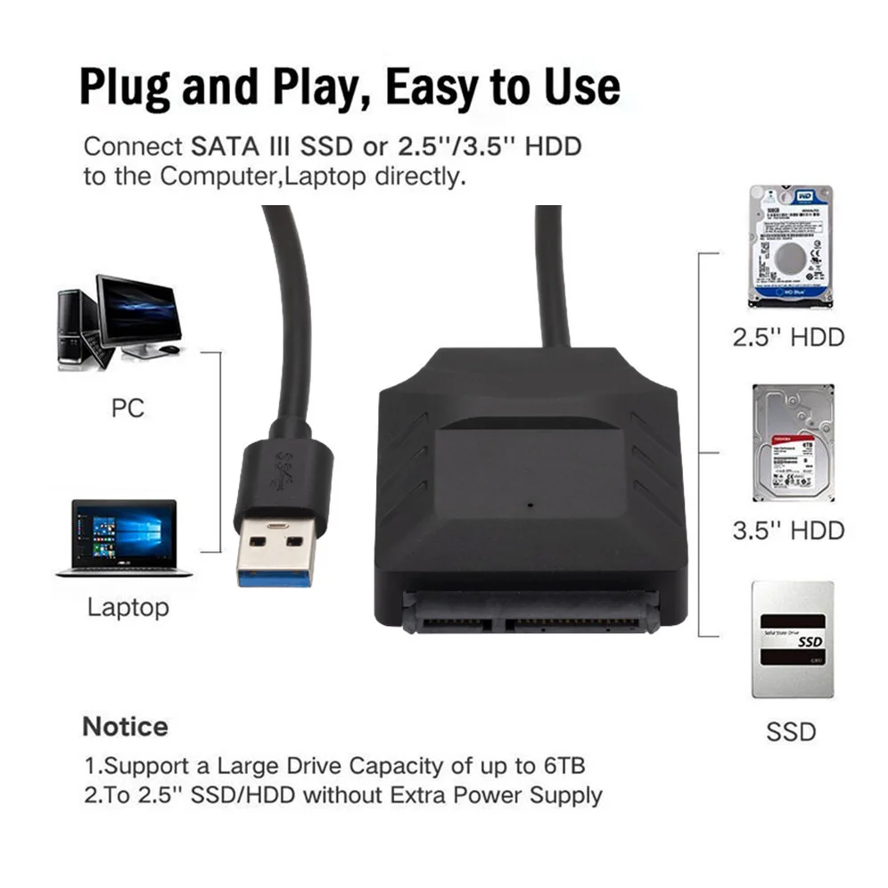 Кабель-Переходник USB 3,0 на Sata, кабель-переходник 7 + 15 Pin USB 3,0 для жестких дисков Samsung Seagate 2,5 3,5 HDD SSD-адаптер