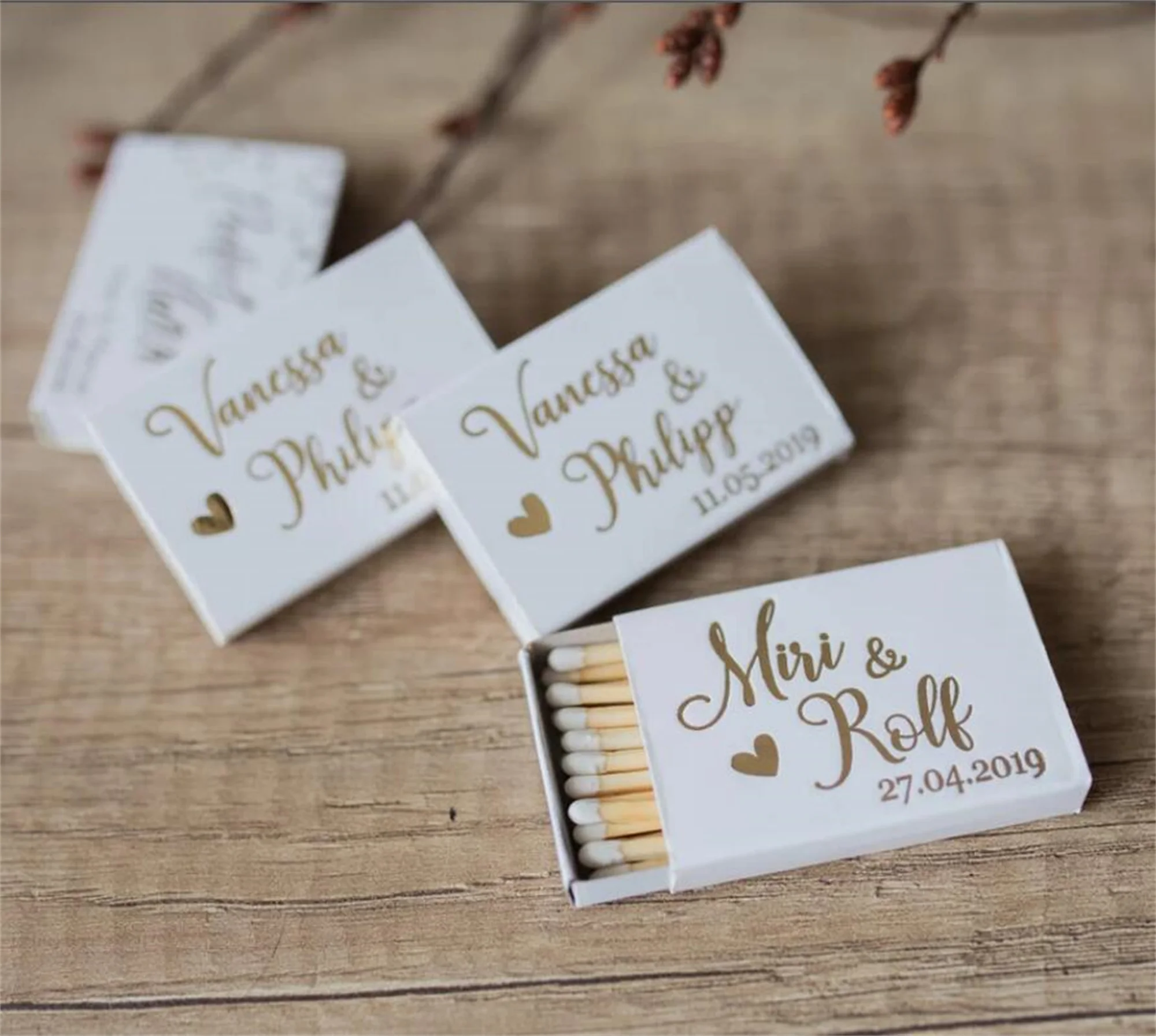 Custom matchboxes, Printed on match boxes directly, not sticker, Gold Foil Matches, Personalized matches, wedding matches,