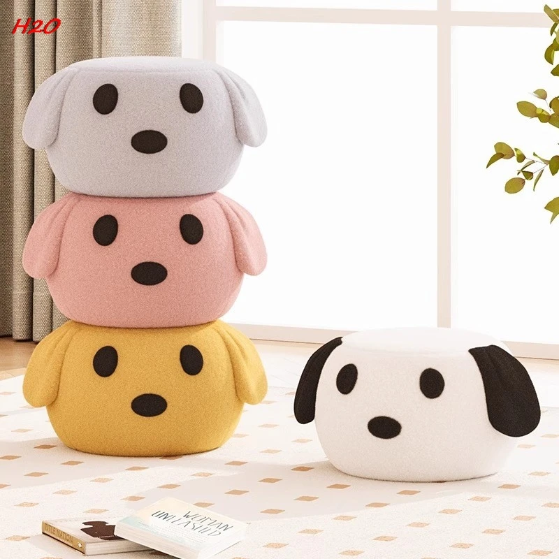 H2O House Children's Cute Home Sitting Stool Living Room Lambswool Phallic Dog Sofa Door Cartoon Dog Plush Shoe Changing Stool