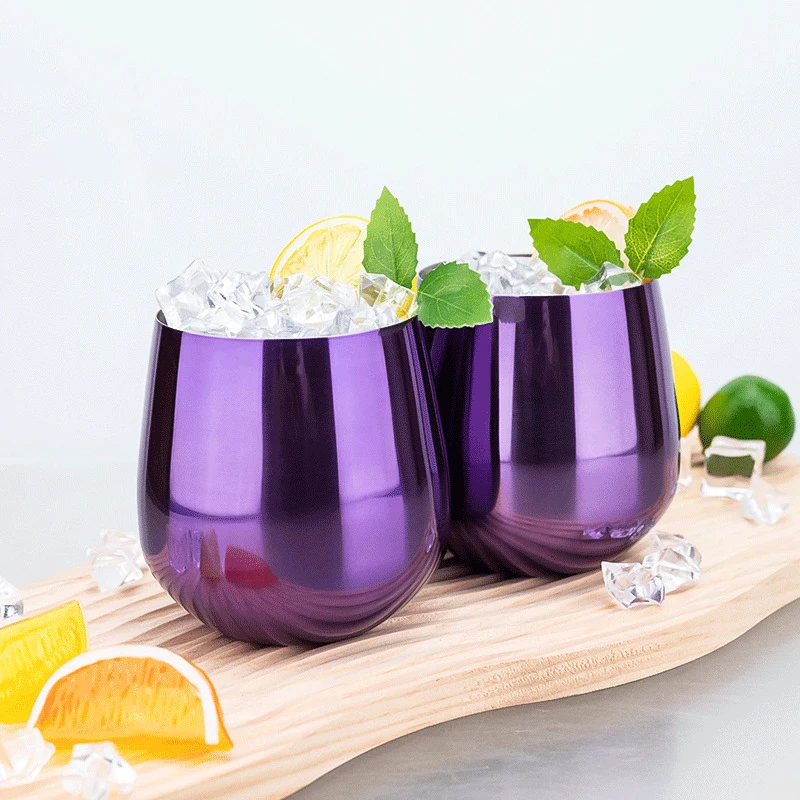 

2/4 шт., 450 мл, красочный бокал для коктейля из нержавеющей стали 304, кружки для пива в баре, стеклянная чашка для виски, бокал для красного вина, офисный бар, домашнее использование