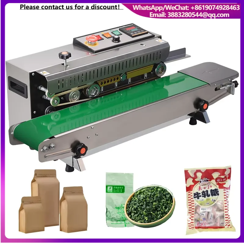 FR-770 Food Plastic Bag Aluminum Foil Bags Craft Paper Bags Band Heat Sealer Continuous Sealing Machine