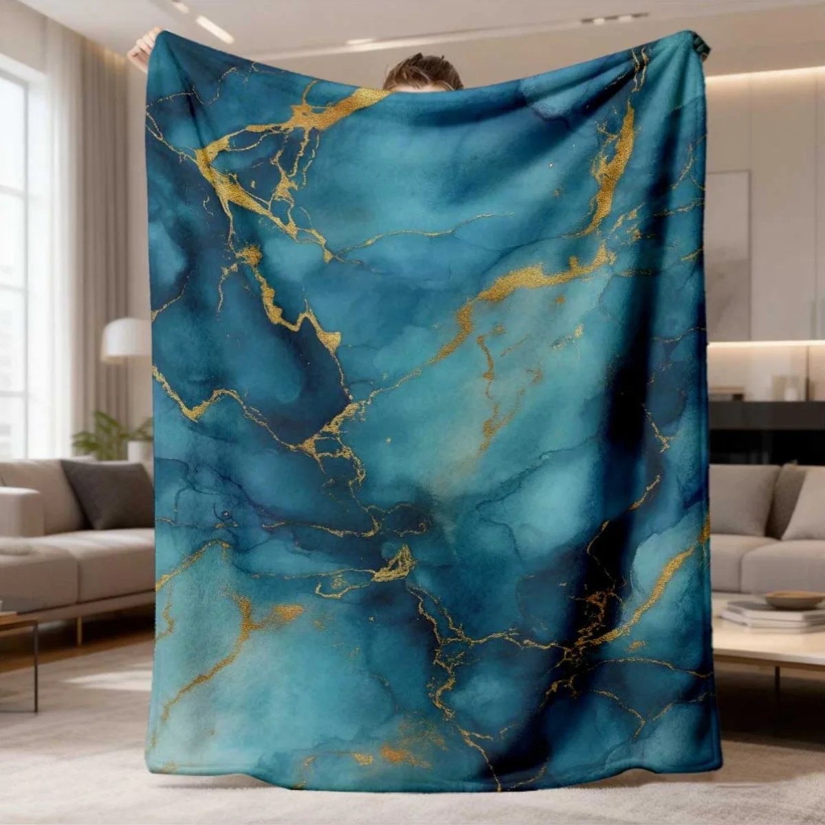 Starry Sky Blanket Golden Stars Night Galaxy Pattern Space Print Throw Blanket Modern Aesthetic Bed Sofa Couch Home Decoration