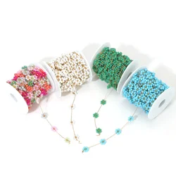 1Meter Stainless Steel 9mm Width Flowers Crystal Beads Chains for Necklace Bracelet Chain Findings DIY Jewelry Making Wholesale