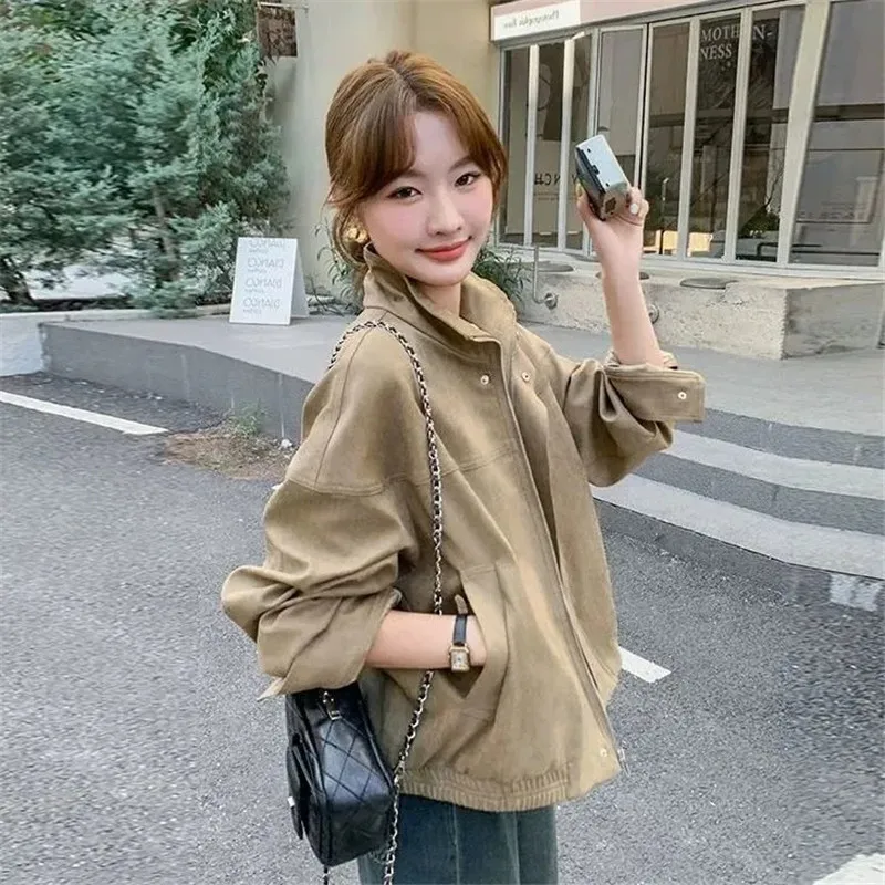 Khaki Women's Casual Coat 2026 New Spring Autumn Female Short Temperament Jacket Age-reducing Loose Simple Explosion Overwear