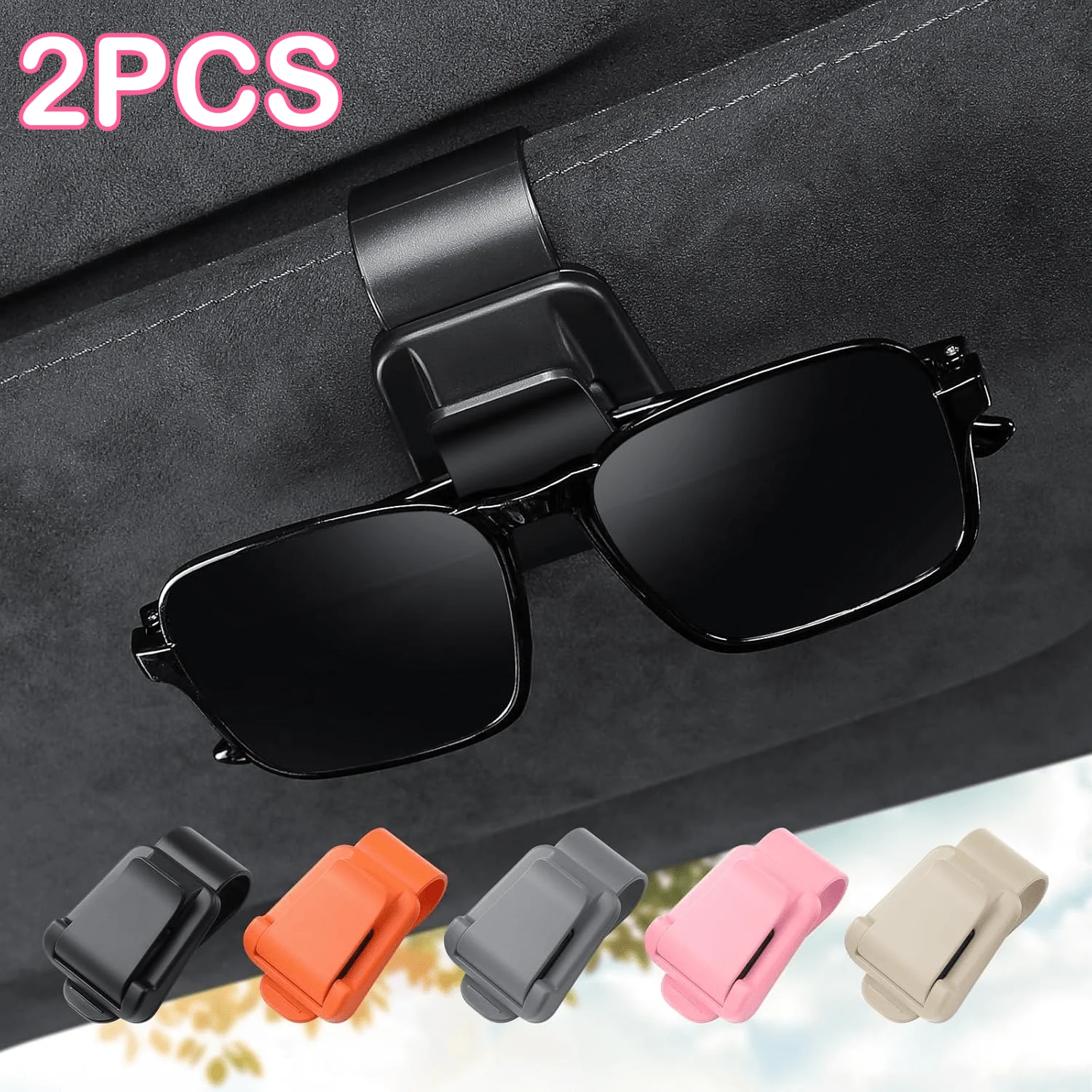 2 Pack 2 In 1 Eyeglass Holder For Car Visor Clip Eyeglass Ticket Card Clip On Eyeglass Mount Interior Inside Car Sun Visor Auto