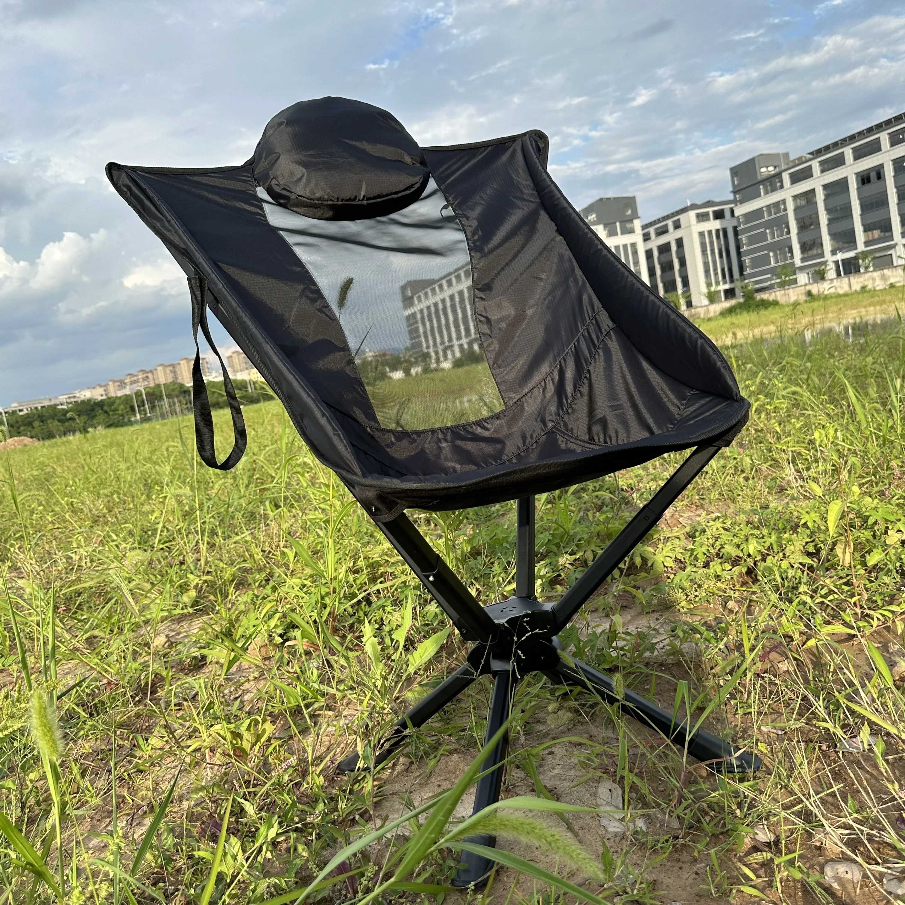 Modern Aluminum Mesh Swivel Chair Comfortable and Customizable for Bedrooms Outdoor Camping Factory's Rotating Turning Chair