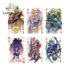 EARLFAMILY 13cm for League of Legends Poker Ahri Azir Camille Ferros Xayah Rakan Car Stickers Anime Scratch-Proof Car Label