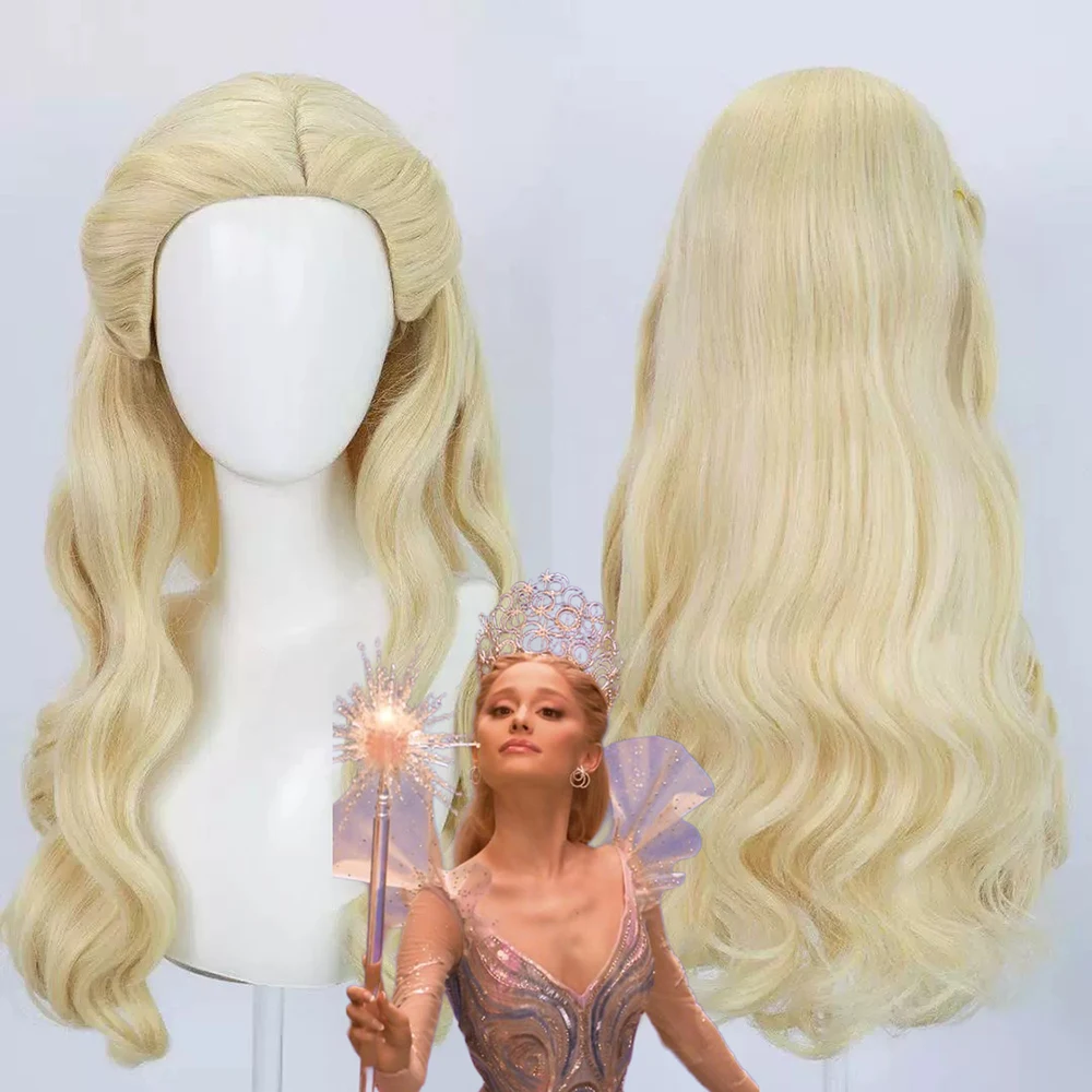 

Фильм Wicked For Good Glinda, парик для косплея, женский парик Лолиты, золотые длинные волосы, термостойкий синтетический парик, реквизит для маскарада на Хэллоуин