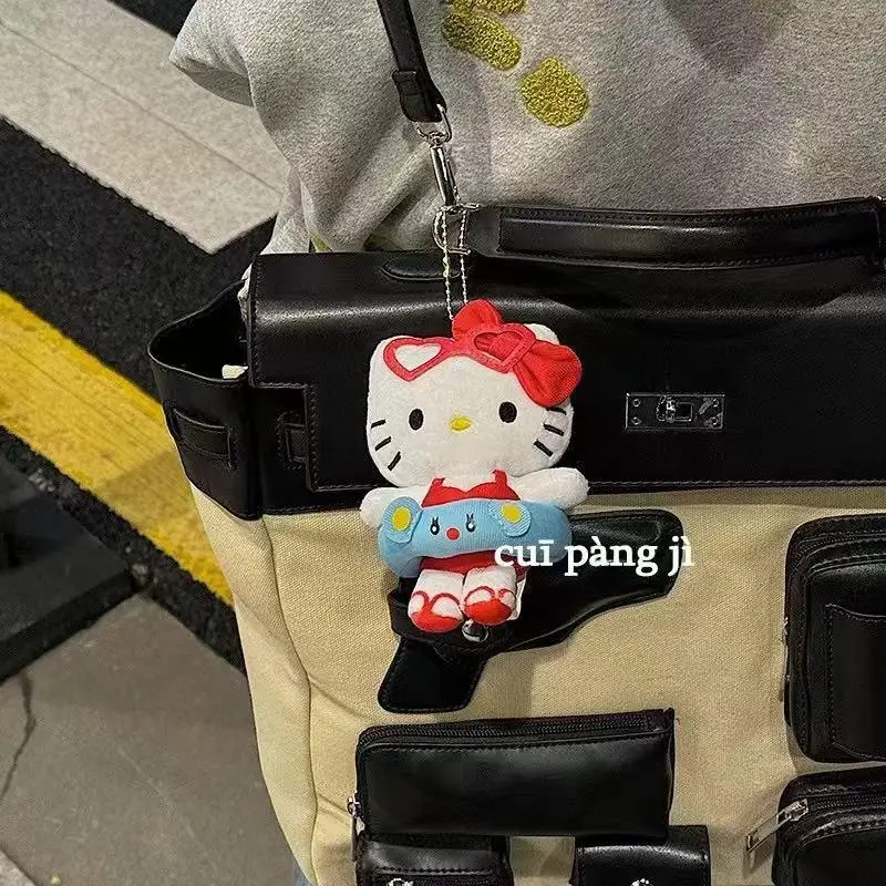 سانريو مرحبا كيتي الكرتون أفخم سلسلة دمية ملء المفاتيح هاواي السباحة الدائري سلسلة الظلام الجلد لعبة قلادة هدايا عيد الميلاد