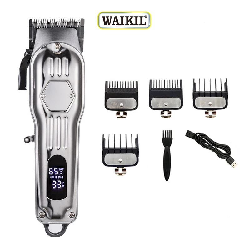 WAIKIL Professional electric hair clipper set Mini portable trimmer Hair Trimmer Rechargeable LCD Display All metal hair clipper