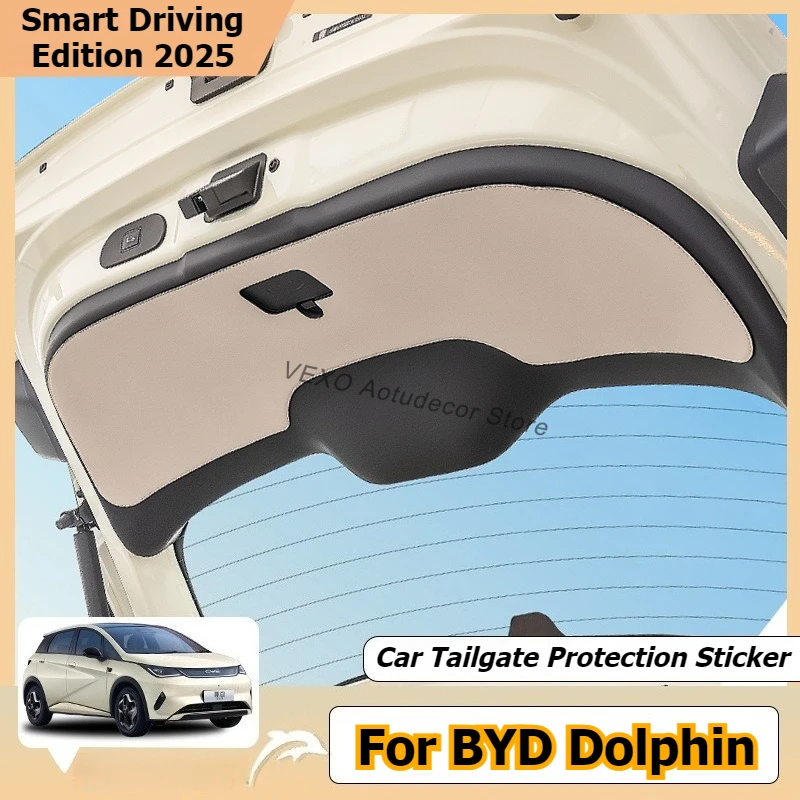 For BYD Dolphin 2025 Car Tailgate Protection Sticker Rear Trunk Door Panel Mat Protector Anti-kick Pad Interior Car Accessories