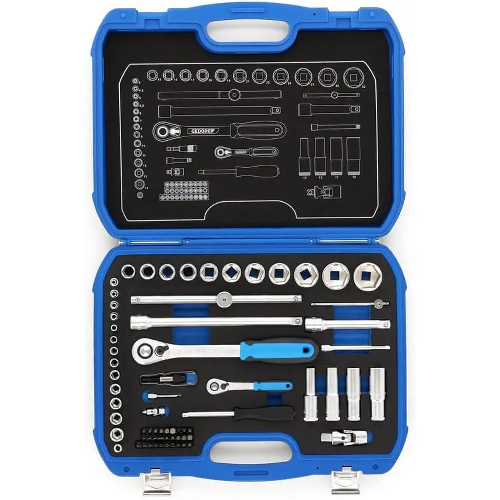 

69-Piece 1/4 and 1/2 Socket Spanner Set, Ratchet Bits, Automotive Tools, Blue