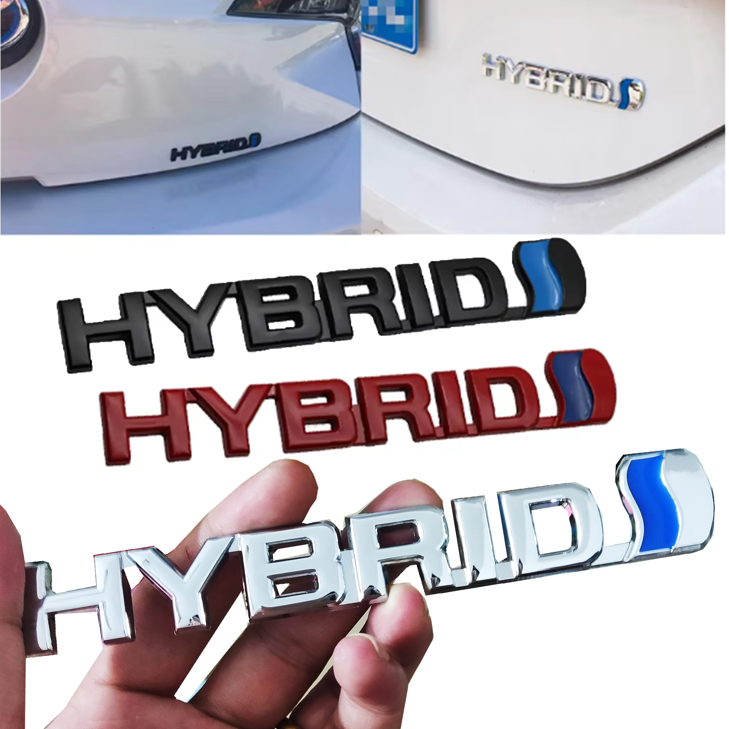 3D Metal Chrome HYBRID Synergy Drive Logo Emblem Car Fender Badge Trunk Decal For Toyota Camry Auto Sticker Accessories