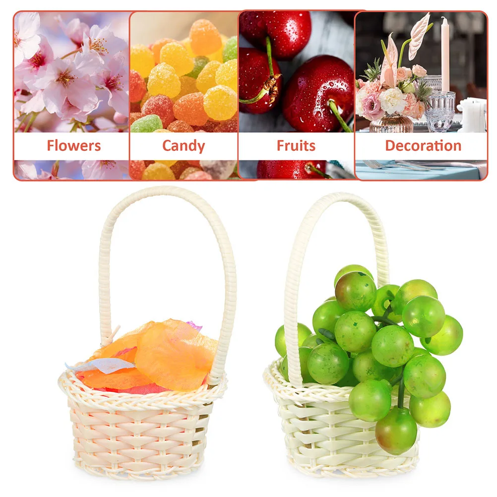 

6pcs Miniature Plastic Small Flower For Wedding Party Decor Micro Landscape Woven Flower Basket Mini Craft Storage Basket