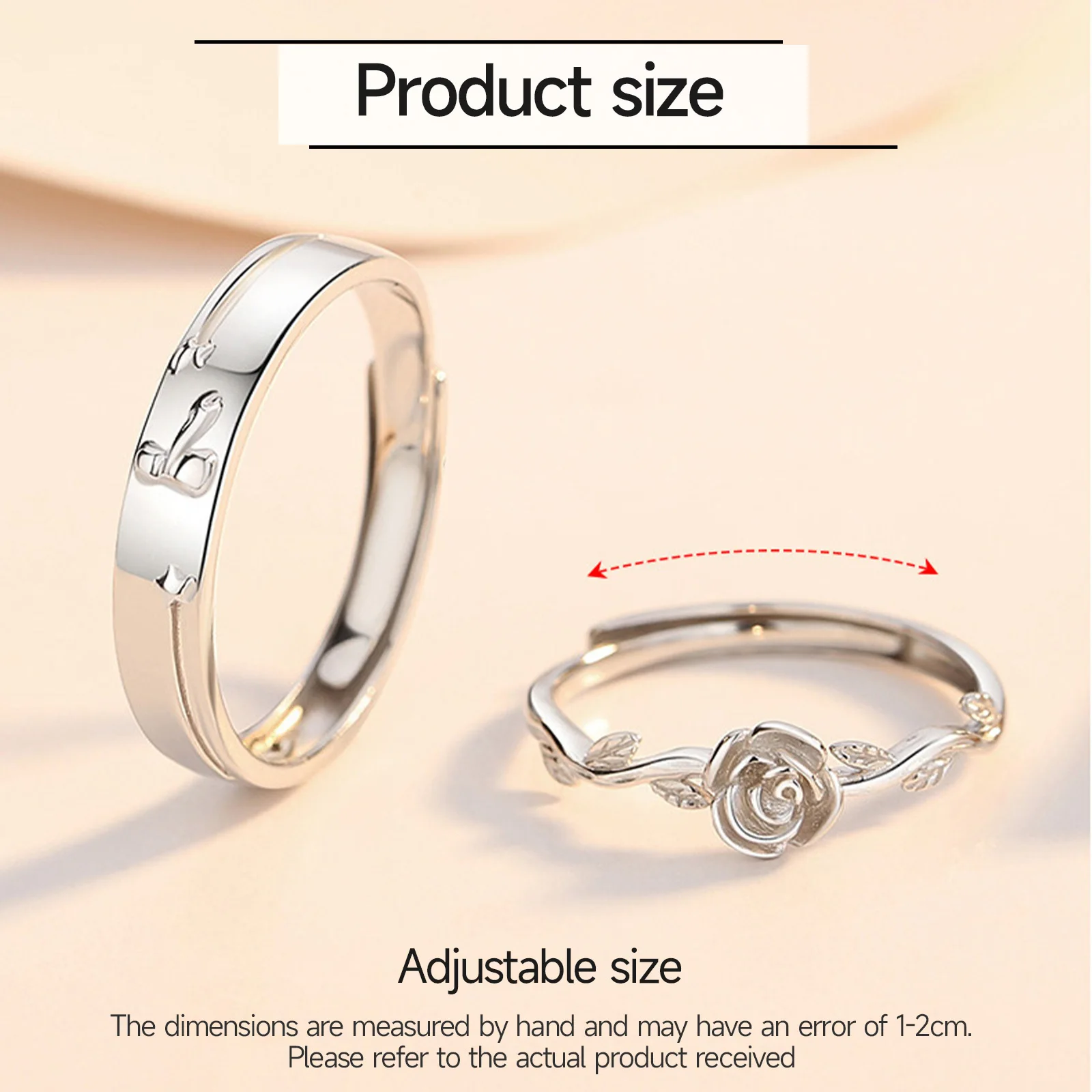 خاتم زوجين قابل للتعديل الأمير الصغير والوردي موضوع ريترو فضي سبيكة للجنسين مجوهرات الأزياء للرجال والنساء #5