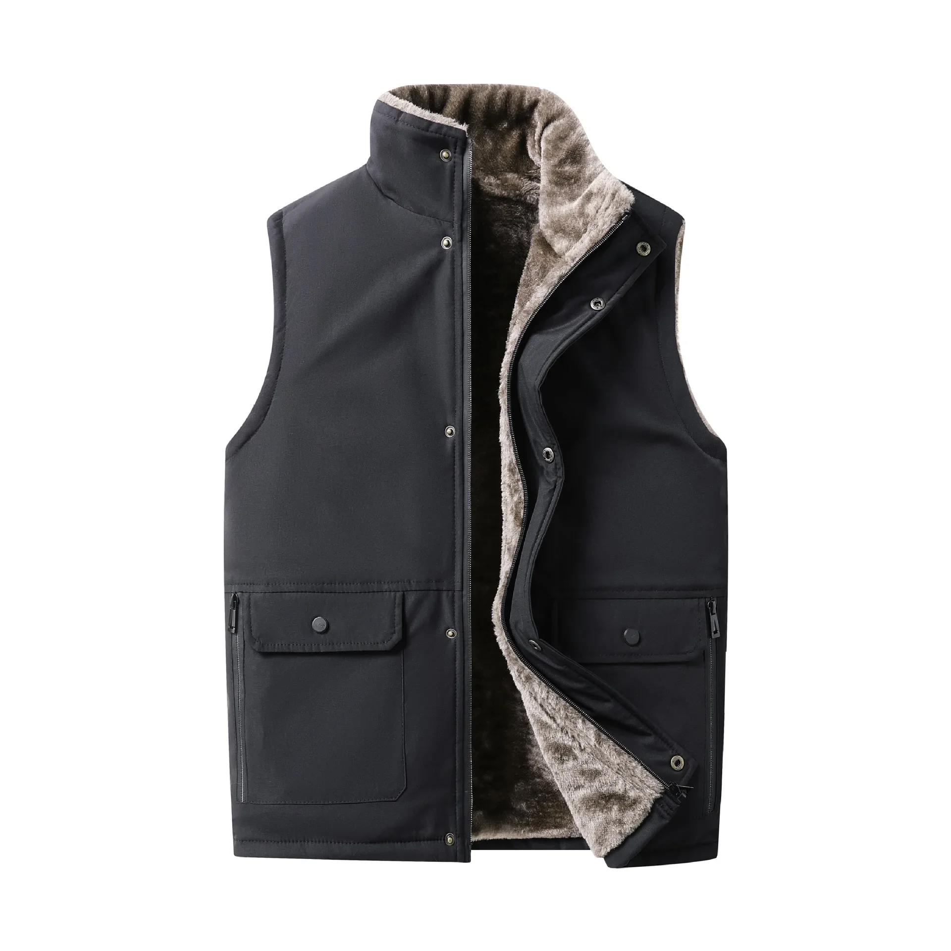 Winter Fashion Men Fleece Vests Comfortable Warm Waistcoat Trend All-match Sleeveless Jacket High Quality Vest for Men Clothing