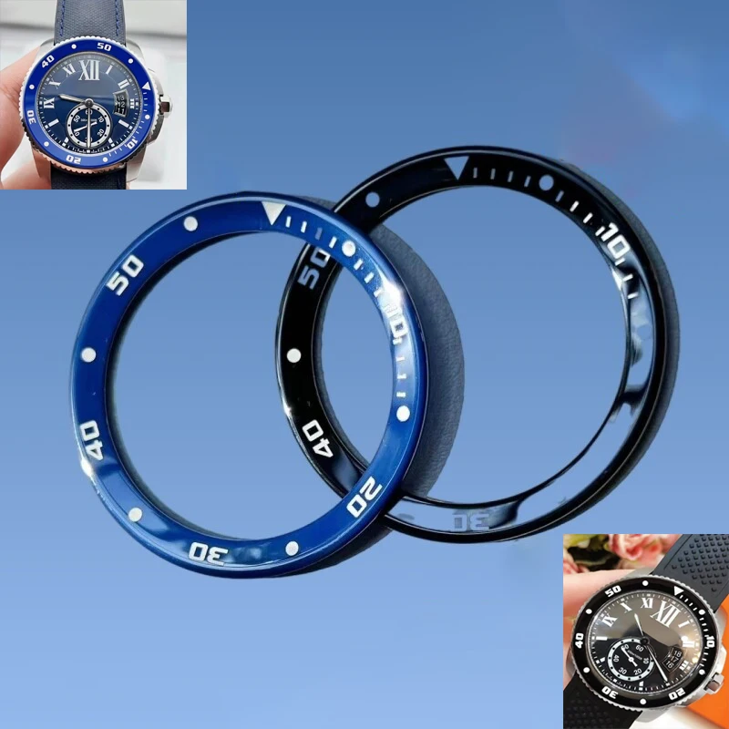For Cartier Caliber Ceramic Ring Watch Scale Ring Dial Ring Mouth Watch Outer Ring Literal Clock Accessories Outer Diameter 41mm