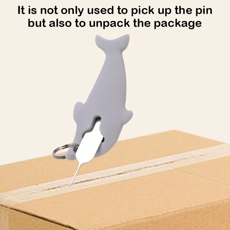2 in 1 Anti-Lost SIM Card Ejection Pin with Loss-proof Keyring for Mobile Phones Universal SIM Card Remover Creative Fish Shape