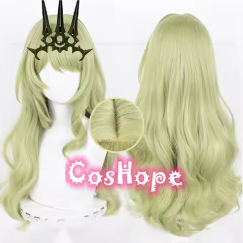 Mobius Cosplay Wig 80cm Long Curly Wig Pale Lime Green Wig Cosplay Anime Wigs Heat Resistant Synthetic Wigs